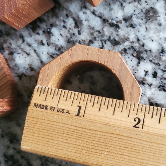 MCM vintage wood napkin rings octagon wood - Picture 4 of 7